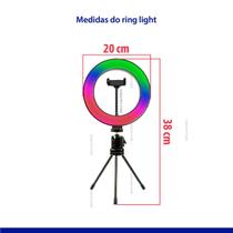Anel De Luz Ring Light Colorido Gravar Vídeo Com Tripé Mj20