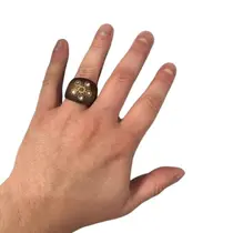 Anel De Madeira Natural Com Strass Diversas Anel De Madeira Natural Com Strass Diversas