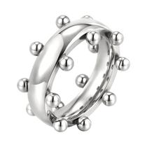 Anel De Mini Bolas Em Aço Inoxidável Cor Dourada Para Mulheres E Homens, Joia Vintage Moderna Para