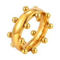 Anel De Mini Bolas Em Aço Inoxidável Cor Dourada Para Mulheres E Homens, Joia Vintage Moderna Para Anel De Mini Bolas Em Aço Inoxidável Cor Dourada Para Mulheres E Homens, Joia Vintage Moderna Para
