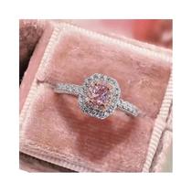 Anel De Moda Em Prata Esterlina 925 Com Zircônia Rosa, Joia De Luxo Para Aniversário Anel De Moda Em Prata Esterlina 925 Com Zircônia Rosa, Joia De Luxo Para Aniversário