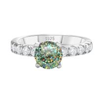 Anel de Moissanita 1 Quilate com 4 Garras - Prata Esterlina S925 - Anel de Noivado