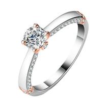 Anel de Moissanita Eternity Banhado a Ouro Rosa - 0,5ct, Cor D, Anel de Casamento