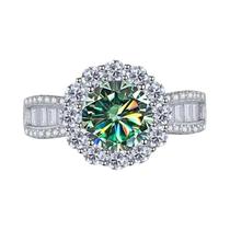 Anel de Moissanita Rosa e Azul de 2 Quilates - Anel de Noivado/Casamento em Prata Esterlina 925