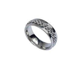 Anel de Namoro Corrente 6mm Aço Inox Prateado