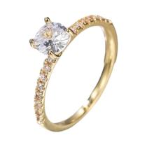 Anel de Noivado Clássico Feminino com 4 Garras e Zircônia Redonda (3 Cores)