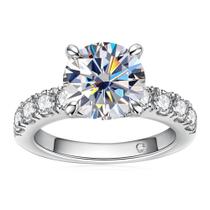 Anel De Noivado De Moissanite 9,5 Mm 3,5Ct prata 925