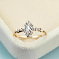 Anel De Noivado E Casamento Com Zircônia Cúbica Marquise Dourada Para Mulheres, Acessórios De Joias