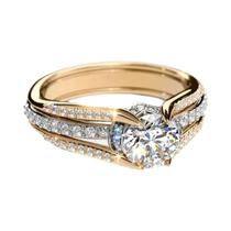 Anel De Noivado E Casamento Dourado Brilhante Para Mulheres, Acessórios De Luxo Para Festas De Anel De Noivado E Casamento Dourado Brilhante Para Mulheres, Acessórios De Luxo Para Festas De