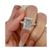 Anel De Noivado E Casamento Feminino De Luxo Com Zircônia Cúbica Retangular Simples E Elegante Joia Anel De Noivado E Casamento Feminino De Luxo Com Zircônia Cúbica Retangular Simples E Elegante Joia