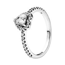 Anel De Noivado E Casamento Feminino Em Prata Esterlina 925 Com Coroa De Flor, Coração, Sol, Lua E