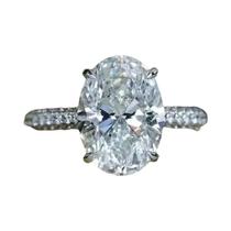 Anel De Noivado E Casamento Feminino Em Prata Esterlina 925 Com Diamante De Laboratório Oval De 4ct, Anel De Noivado E Casamento Feminino Em Prata Esterlina 925 Com Diamante De Laboratório Oval De 4ct,