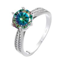 Anel De Noivado E Casamento Feminino Em Prata Esterlina S925 Com Moissanite De 1ct (6.5mm) - Joia De