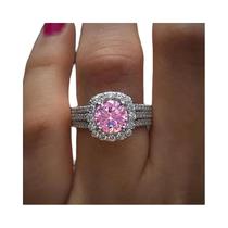 Anel De Noivado E Casamento Prateado Para Mulheres, Design Elegante Em Forma De Almofada, Joias De