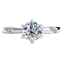 Anel de Noivado em Prata 925, Mossanites 6,5mm, 1,0ct Com Certificado