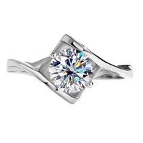 Anel de Noivado em Prata 925, Mossanites 6,5mm, 1,0ct Com Certificado