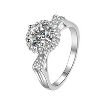 Anel de Noivado em Prata 925, Mossanites 6,5mm, 1,0ct Com Certificado