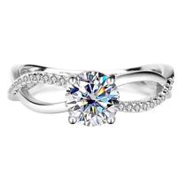 Anel de Noivado em Prata 925, Mossanites 6,5mm, 1,0ct Com Certificado