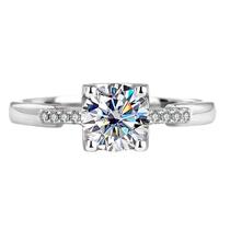 Anel de Noivado em Prata 925, Mossanites 6,5mm, 1,0ct Com Certificado