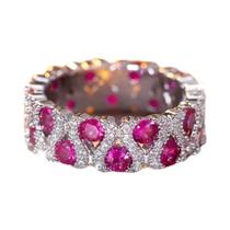 Anel De Noivado Feminino Com Pedra Redonda De Cristal Verde E Zircônia Rosa Vermelha, Aliança De Anel De Noivado Feminino Com Pedra Redonda De Cristal Verde E Zircônia Rosa Vermelha, Aliança De