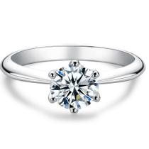 Anel de noivado Prata 925,moissanite, Anel Solitário 7.5mm