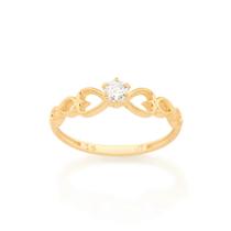 Anel de noivado solitário banhado ouro 3x 24k 18k e 22k feminino 15 anos infinito rommanel zircônia coração 512889 Anel de noivado solitário banhado ouro 3x 24k 18k e 22k feminino 15 anos infinito rommanel zircônia coração 512889