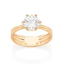 Anel de noivado solitário banhado ouro 3x 24k 18k e 22k feminino 15 anos rommanel com 1 zircônia 513371