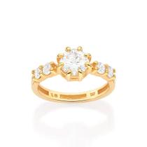 Anel de noivado solitário banhado ouro 3x 24k 18k e 22k feminino 15 anos rommanel cravejado zircônias 513417