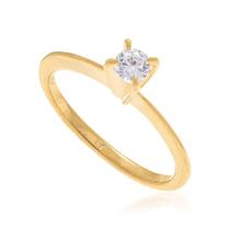Anel de noivado solitário banhado ouro 3x 24k 18k e 22k feminino 15 anos rommanel zircônia quadrada 510139