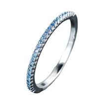 Anel de Noivado Vintage Feminino com Zircônia Azul - Prata e Banhado a Prata Anel de Noivado Vintage Feminino com Zircônia Azul - Prata e Banhado a Prata