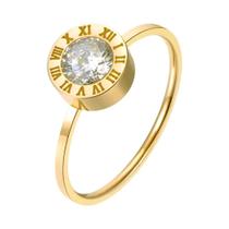 Anel De Números Romanos Em Zircônia Dourada Rosa, Joias Em Aço Inoxidável Para Mulheres JeeMango