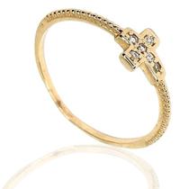 Anel de ouro 18 k Cruz com Pedras - Elegancy Joias Anel de ouro 18 k Cruz com Pedras - Elegancy Joias
