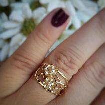 Anel de ouro 18 k Flores - Elegancy Joias Anel de ouro 18 k Flores - Elegancy Joias