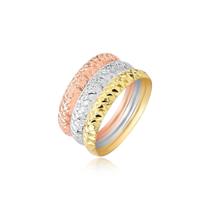 Anel De Ouro 18k 3 Aros Triplo Colore LARGO APARADORES ac19 Anel De Ouro 18k 3 Aros Triplo Colore LARGO APARADORES ac19