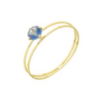 Anel De Ouro 18k/750 Aro Duplo Com Zircônia