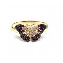 Anel de ouro 18k Borboleta com Pedras