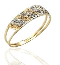 Anel de ouro 18k branco e amarelo