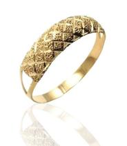 Anel de ouro 18k Chapa Diamantada - Elegancy Joias