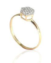 Anel de ouro 18k Chuveiro Hexagonal Anel de ouro 18k Chuveiro Hexagonal
