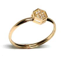 Anel de ouro 18k Chuveiro Hexagonal