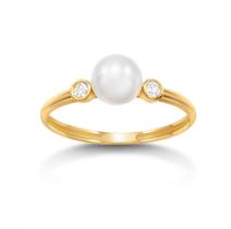 Anel de Ouro 18k com Pérolas cultivadas de água salgada e Moissanite
