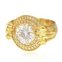Anel de Ouro 18k Estiloso Tigre com Pedras de Zircônia Anel com Pata de Trigre Banhado em Ouro Anel de Ouro 18k Estiloso Tigre com Pedras de Zircônia Anel com Pata de Trigre Banhado em Ouro