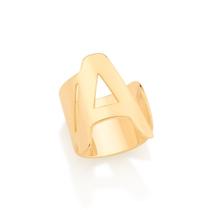 Anel de ouro 18k feminino de letra rommanel ajustável aro liso 512918