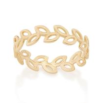 Anel de ouro 18k feminino rommanel fino folhas vazadas 512710