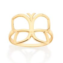Anel de ouro 18k feminino rommanel logo borboleta vazada 513311