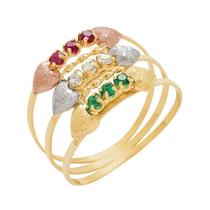 Anel de Ouro 18k Feminino Tricolor Amore del Cuore