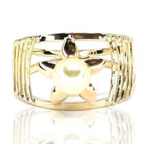 Anel de ouro 18K Flor com Perola Anel de ouro 18K Flor com Perola