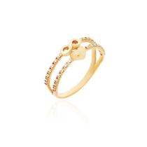 Anel de ouro 18K Infinito Coração