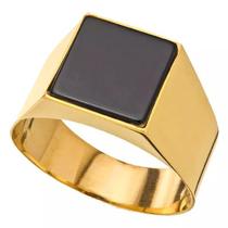 Anel De Ouro 18K Masculino Imperador Com Pedra Peso 7 Gramas Ônix 20 mm x 20 mm Anel De Ouro 18K Masculino Imperador Com Pedra Peso 7 Gramas Ônix 20 mm x 20 mm