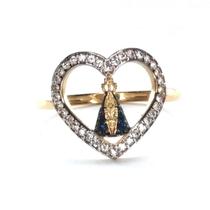 Anel de ouro 18k Nossa Senhora Aparecida Coração com pedras Anel de ouro 18k Nossa Senhora Aparecida Coração com pedras